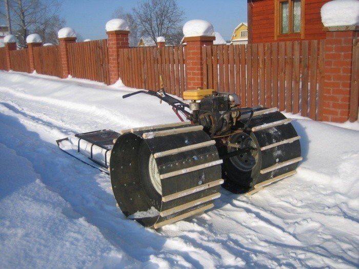Самодельный снегоход из мотоблока